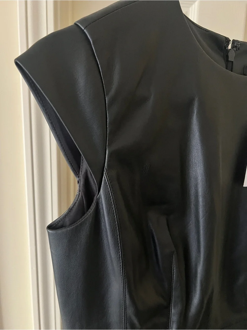 NWT Ann Taylor Black Faux Leather Midi Sheath Dress